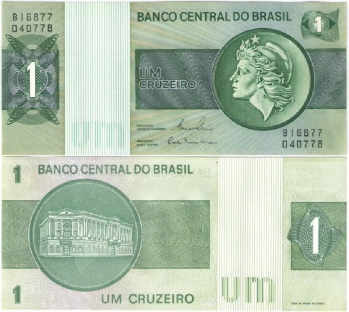 (1972-1980) Банкнота Бразилия 1972-1980 год 1 крузейро &quot;Республика&quot;   UNC